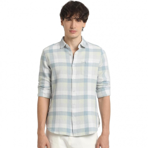 Men Slim Fit Striped Cotton Linen Casual Shirt