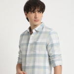 Men Slim Fit Striped Cotton Linen Casual Shirt