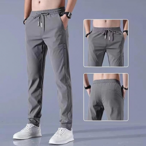 Men's Lycra Solid Jogger Pants with Elastic Waistband and Pockets